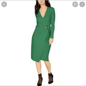 INC green wrap dress
